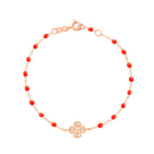 Gigi Clozeau - Bracelet corail Lucky Trèfle, diamants, or rose, 17 cm