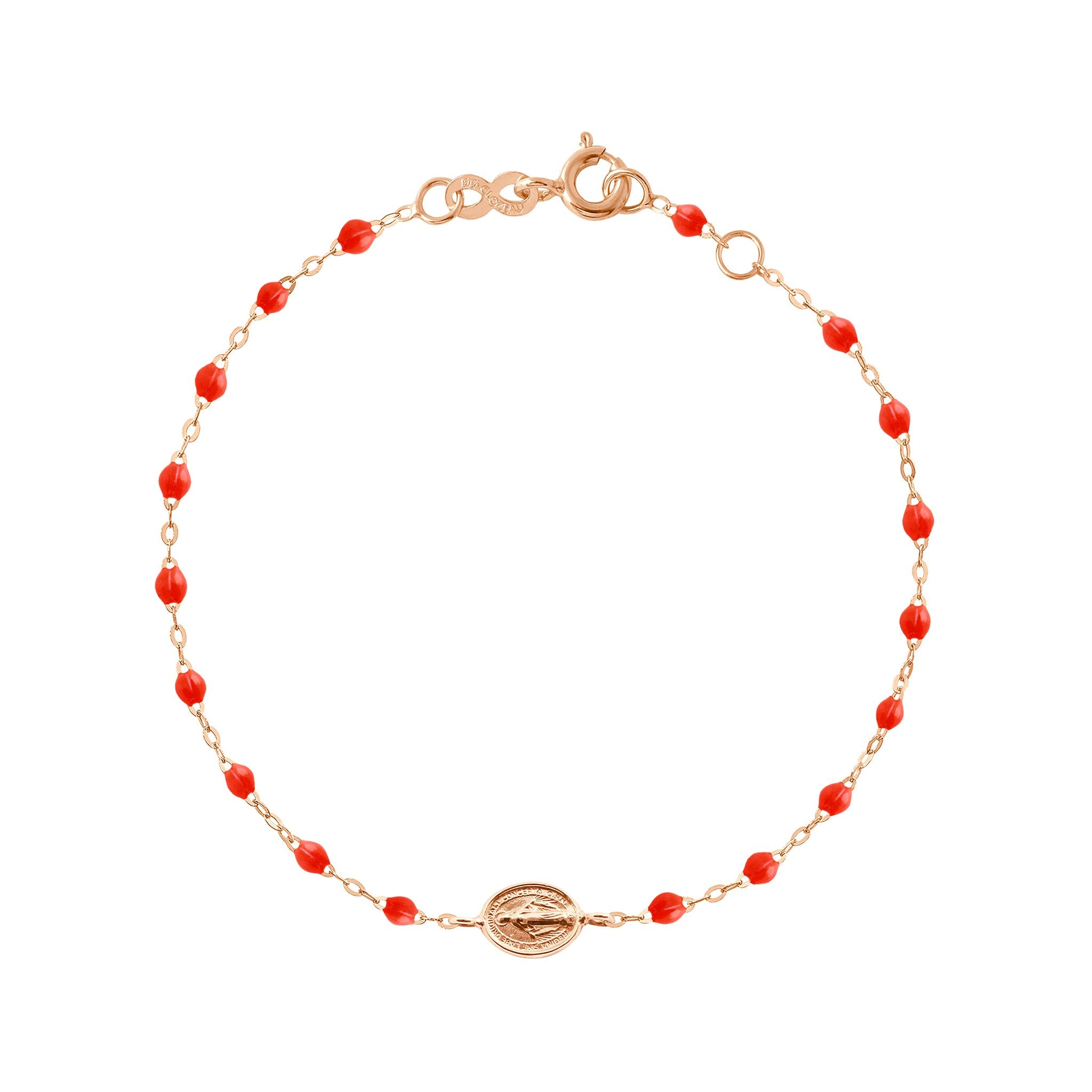 Gigi Clozeau - Bracelet corail Madone or rose, 17 cm