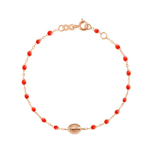 Gigi Clozeau - Bracelet corail Madone or rose, 17 cm