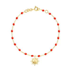 Gigi Clozeau - Bracelet corail Soleil, or jaune, 17 cm