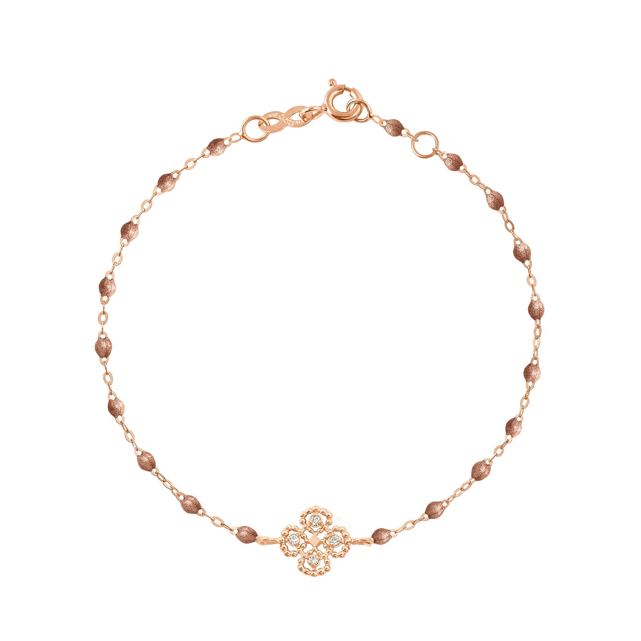 Gigi Clozeau - Bracelet cuivre Lucky Trèfle, diamants, or rose, 17 cm