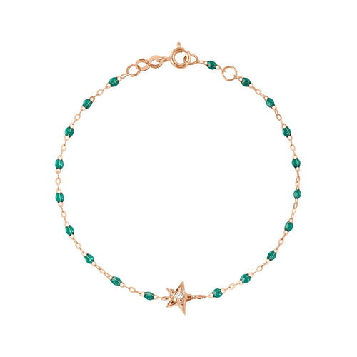 Gigi Clozeau - Bracelet émeraude Etoile, diamant, or rose, 17 cm