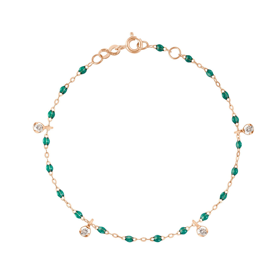 Gigi Clozeau - Bracelet émeraude Gigi Suprême, or rose, 4 diamants, 17 cm