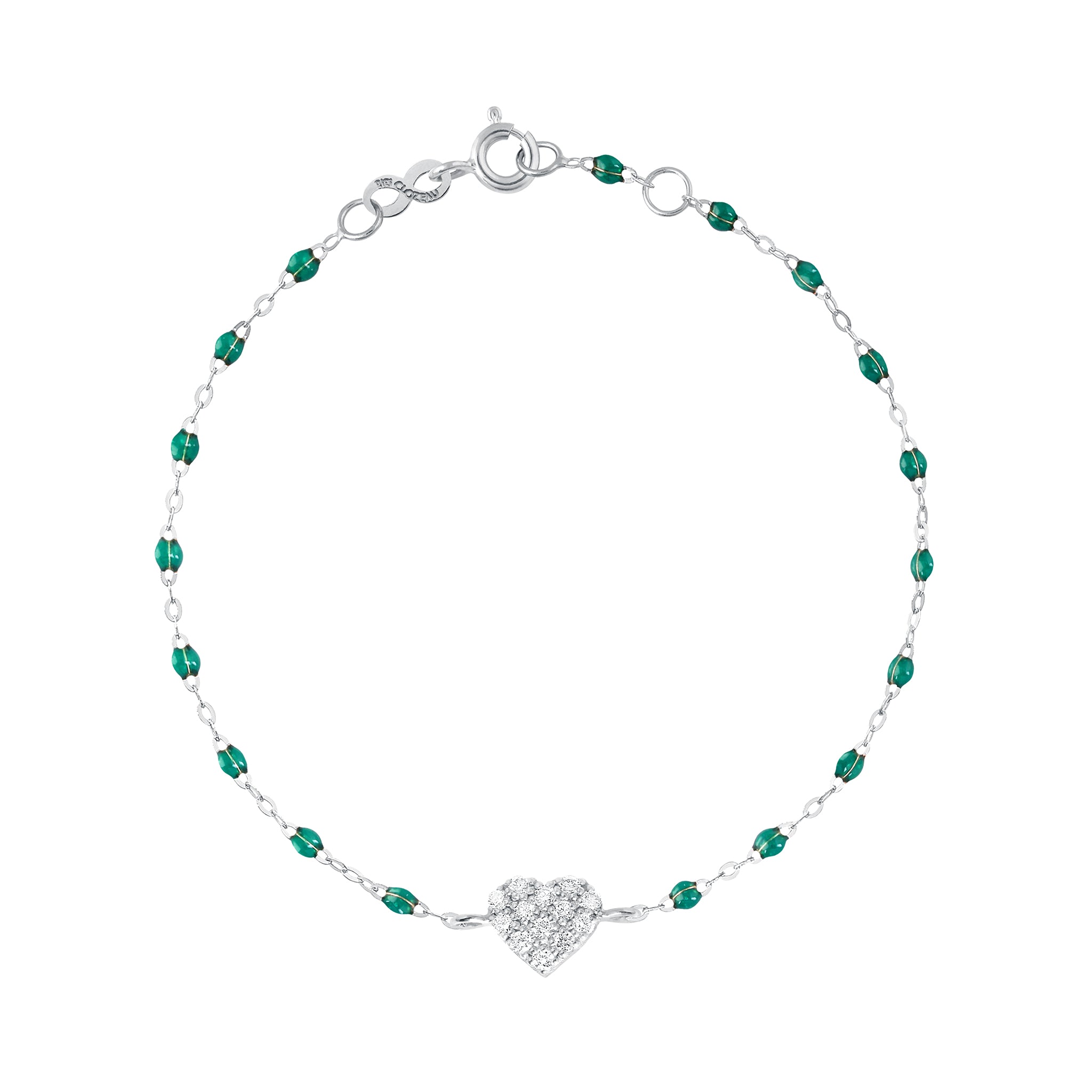 Gigi Clozeau - Bracelet émeraude In Love, diamants, or blanc, 17 cm