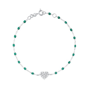 Gigi Clozeau - Bracelet émeraude In Love, diamants, or blanc, 17 cm