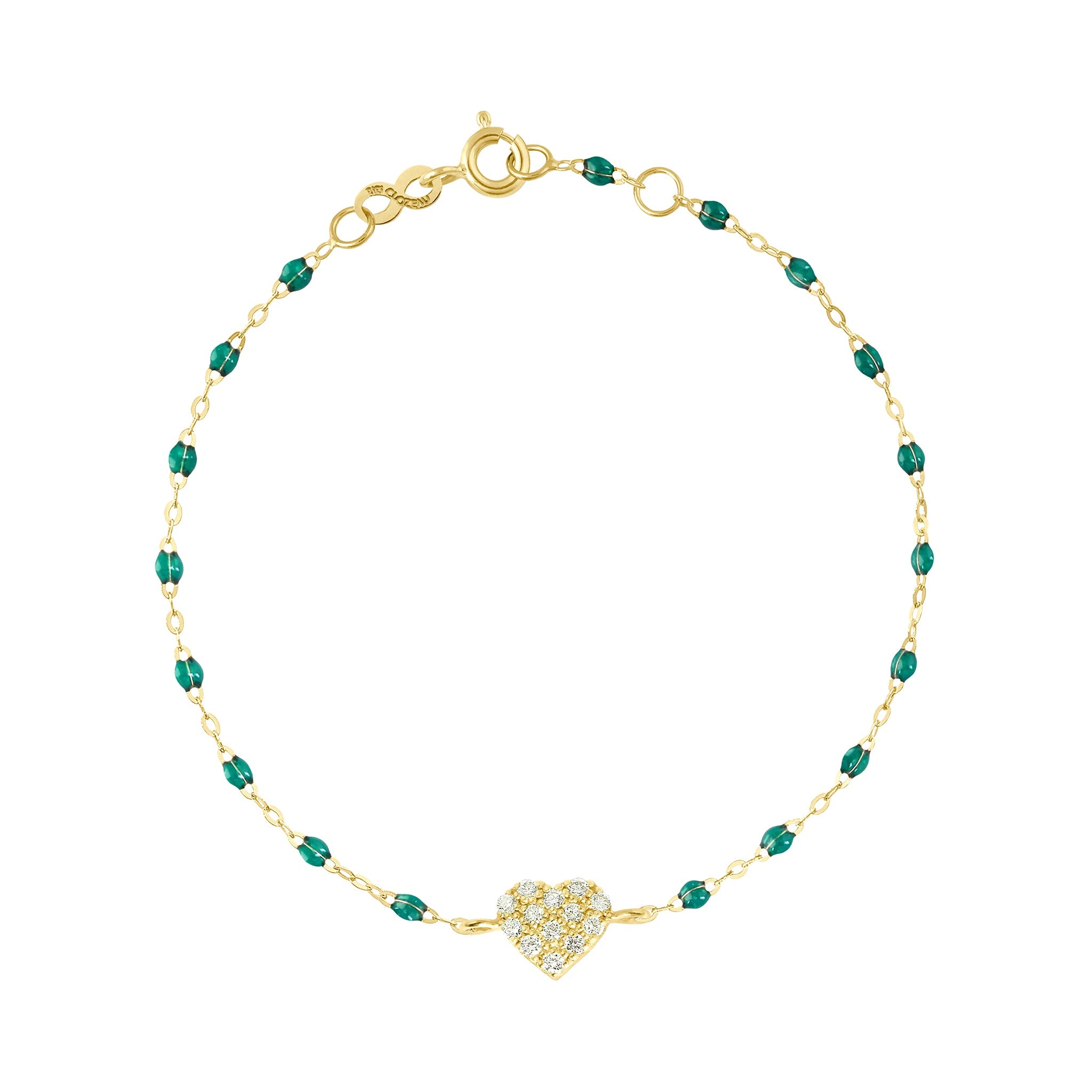 Gigi Clozeau - Bracelet émeraude In Love, diamants, or jaune, 17 cm