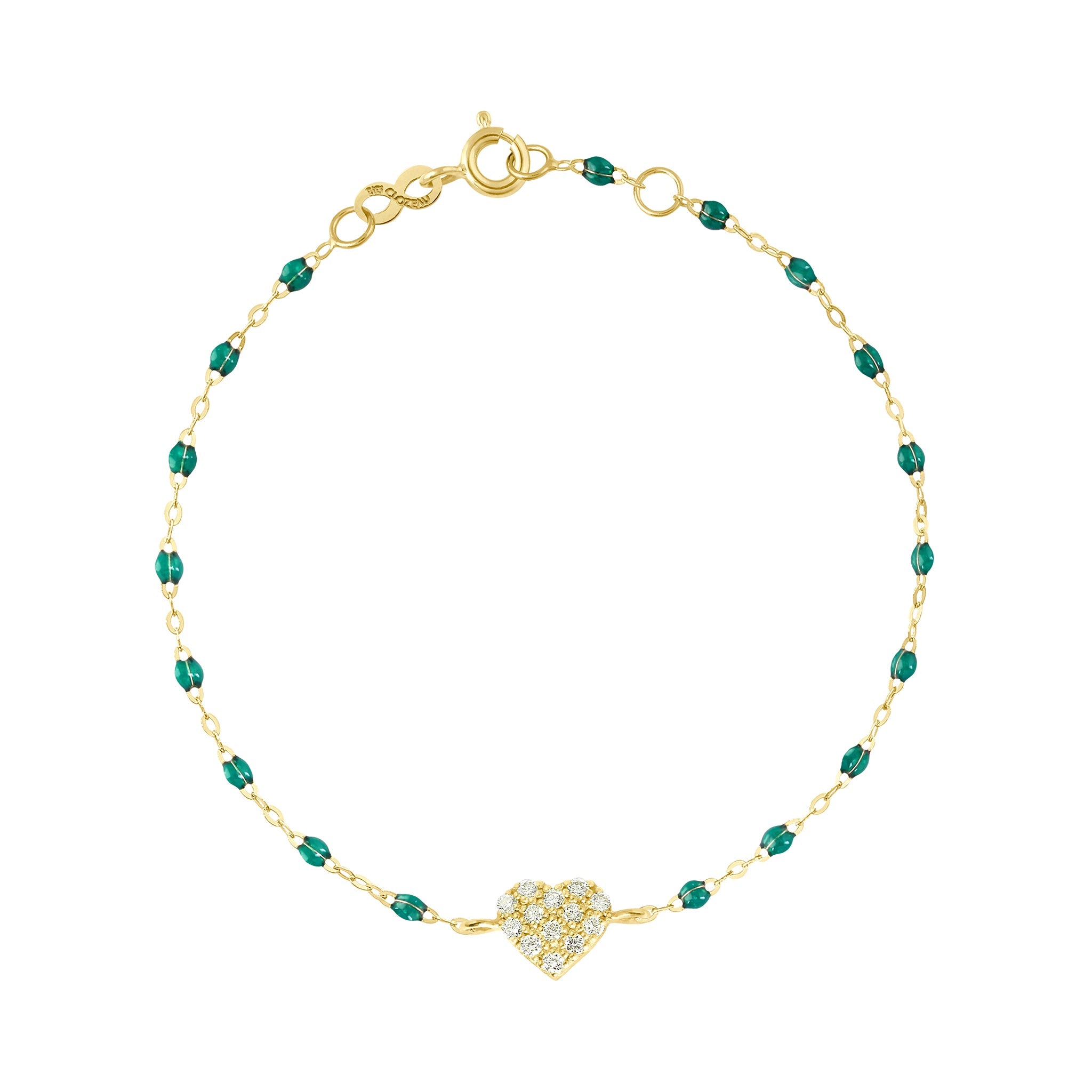 Gigi Clozeau - Bracelet émeraude In Love, diamants, or jaune, 17 cm
