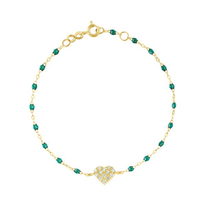 Gigi Clozeau - Bracelet émeraude In Love, diamants, or jaune, 17 cm