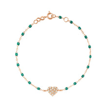 Gigi Clozeau - Bracelet émeraude In Love, diamants, or rose, 17 cm
