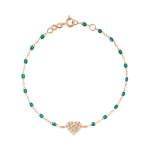 Gigi Clozeau - Bracelet émeraude In Love, diamants, or rose, 17 cm