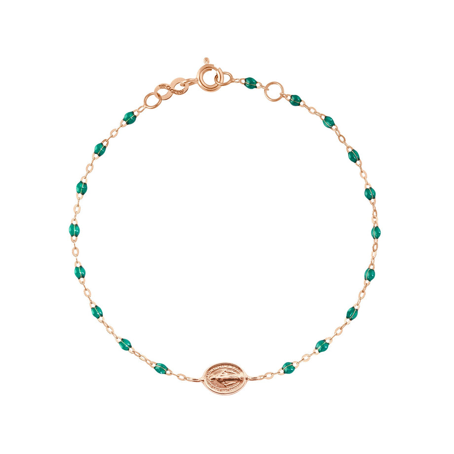 Gigi Clozeau - Bracelet émeraude Madone or rose, 17 cm