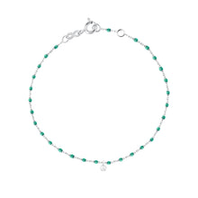 Gigi Clozeau - Bracelet émeraude Mini Gigi, or blanc, 1 diamant, 17 cm
