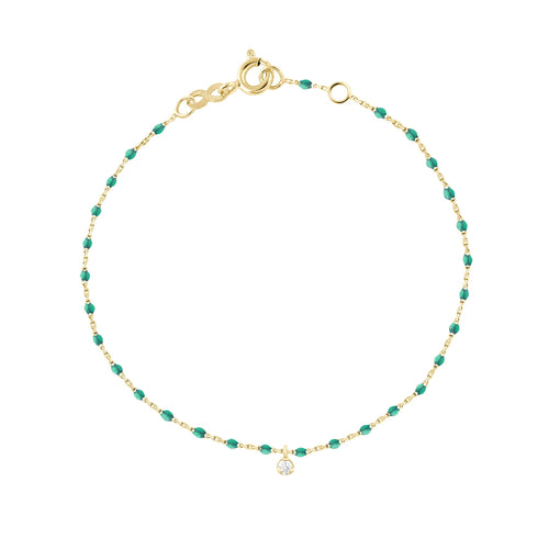 Gigi Clozeau - Bracelet émeraude Mini Gigi, or jaune, 1 diamant, 17 cm