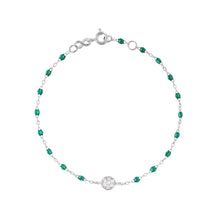 Gigi Clozeau - Bracelet émeraude Puce diamants, or blanc, 17 cm