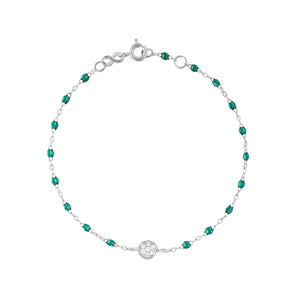 Gigi Clozeau - Bracelet émeraude Puce diamants, or blanc, 17 cm