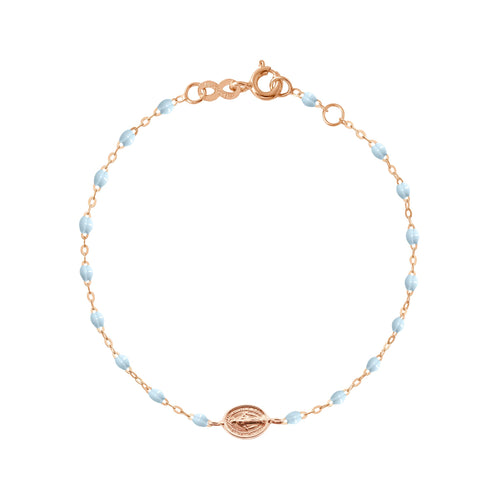 Gigi Clozeau - Bracelet enfant bleu layette Madone or rose, 15 cm