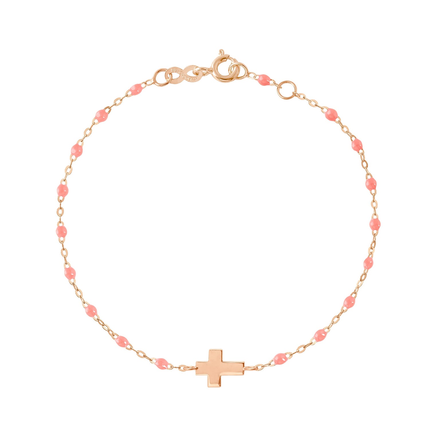 Gigi Clozeau - Bracelet enfant fuchsia Croix , or rose, 15 cm