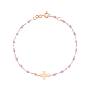 Gigi Clozeau - Bracelet enfant parme Croix, or rose, 15 cm