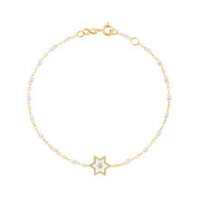 Gigi Clozeau - Bracelet Etoile Star résine blanche, diamant, or jaune, 17 cm