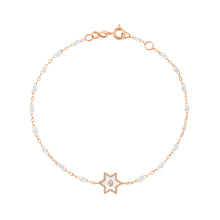 Gigi Clozeau - Bracelet Etoile Star résine blanche, diamant, or rose, 17 cm
