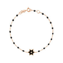 Gigi Clozeau - Bracelet Etoile Star résine noire, diamant, or rose, 17 cm