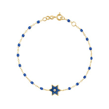 Gigi Clozeau - Bracelet Etoile Star résine prusse, diamant, or jaune, 17 cm