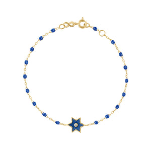 Gigi Clozeau - Bracelet Etoile Star résine prusse, diamant, or jaune, 17 cm