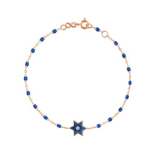 Gigi Clozeau - Bracelet Etoile Star résine prusse, diamant, or rose, 17 cm
