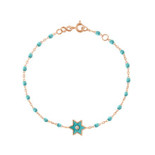 Gigi Clozeau - Bracelet Etoile Star résine turquoise vert, or rose, 17 cm