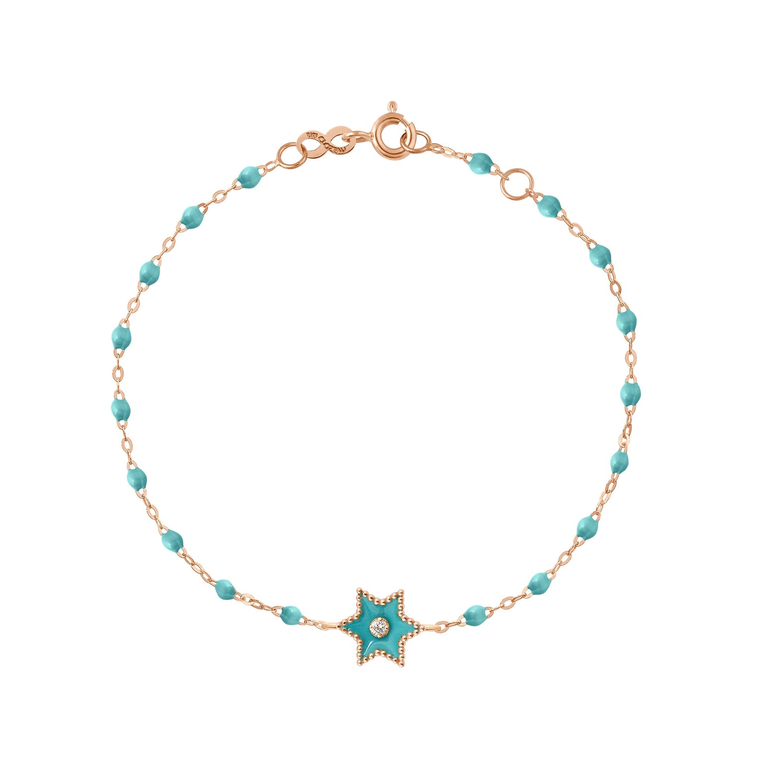 Gigi Clozeau - Bracelet Etoile Star résine turquoise vert, or rose, 17 cm