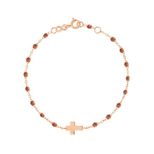 Gigi Clozeau - Bracelet fauve Croix, or rose, 17cm