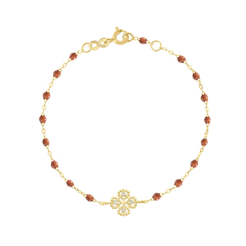 Gigi Clozeau - Bracelet fauve Lucky Trèfle, diamants, or jaune, 17 cm