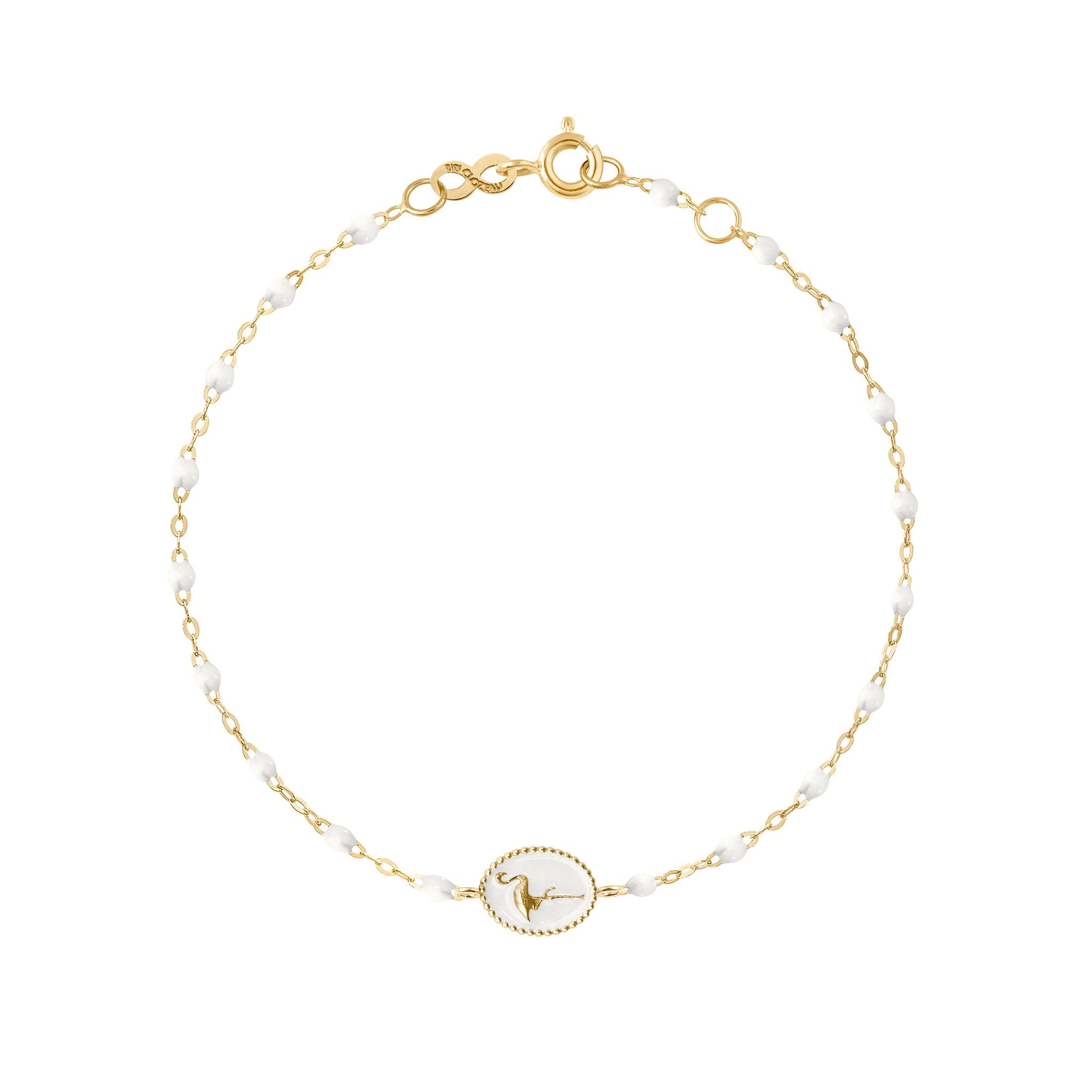 Gigi Clozeau - Bracelet Flamant résine blanche, or jaune, 17 cm