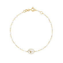 Gigi Clozeau - Bracelet Flamant résine blanche, or jaune, 17 cm