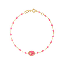 Gigi Clozeau - Bracelet Flamant résine rose fluo, or jaune
