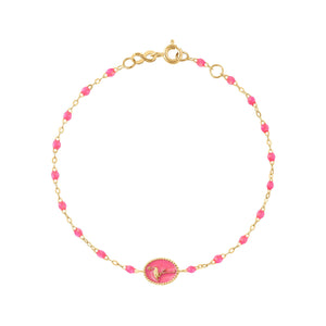 Gigi Clozeau - Bracelet Flamant résine rose fluo, or jaune