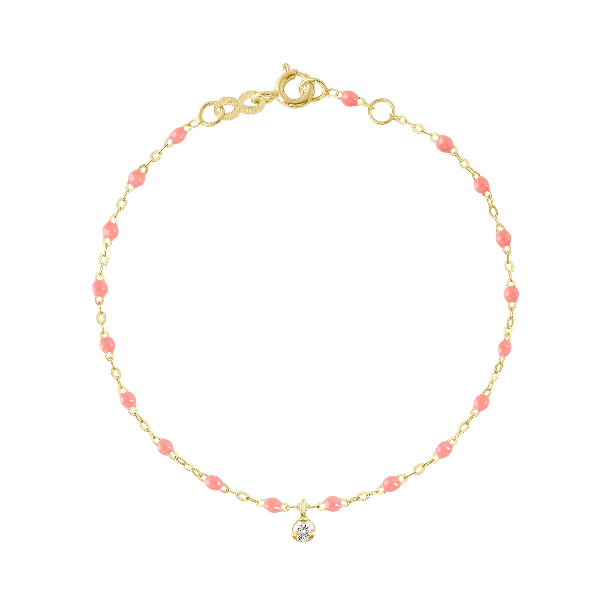 Gigi Clozeau - Bracelet fuchsia Gigi Suprême, or jaune, 1 diamant, 17 cm