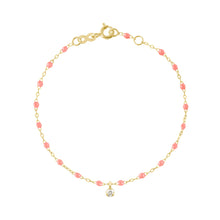 Gigi Clozeau - Bracelet fuchsia Gigi Suprême, or jaune, 1 diamant, 17 cm