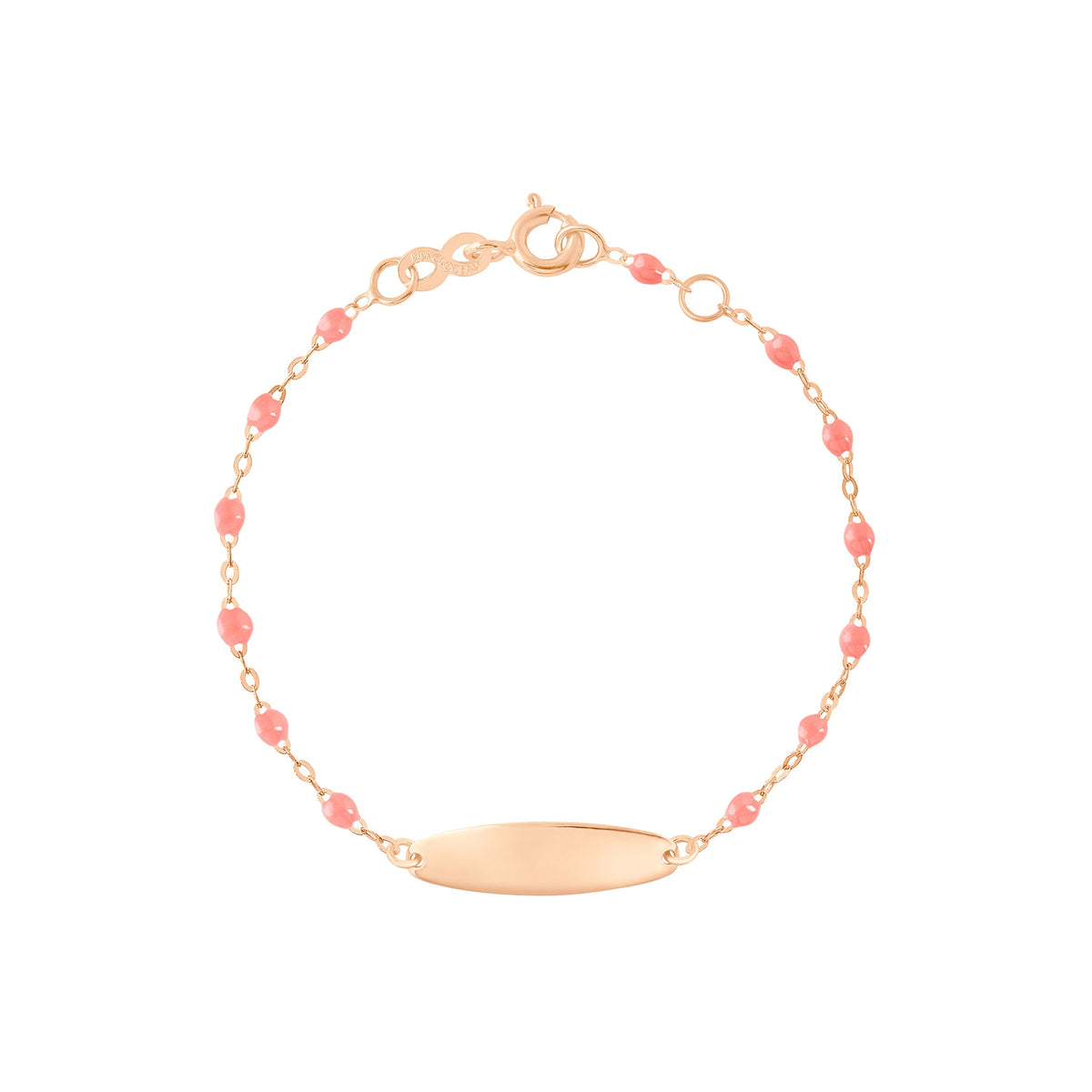 gigi clozeau Bracelet fuchsia Little Gigi plaque ovale or rose 13 cm