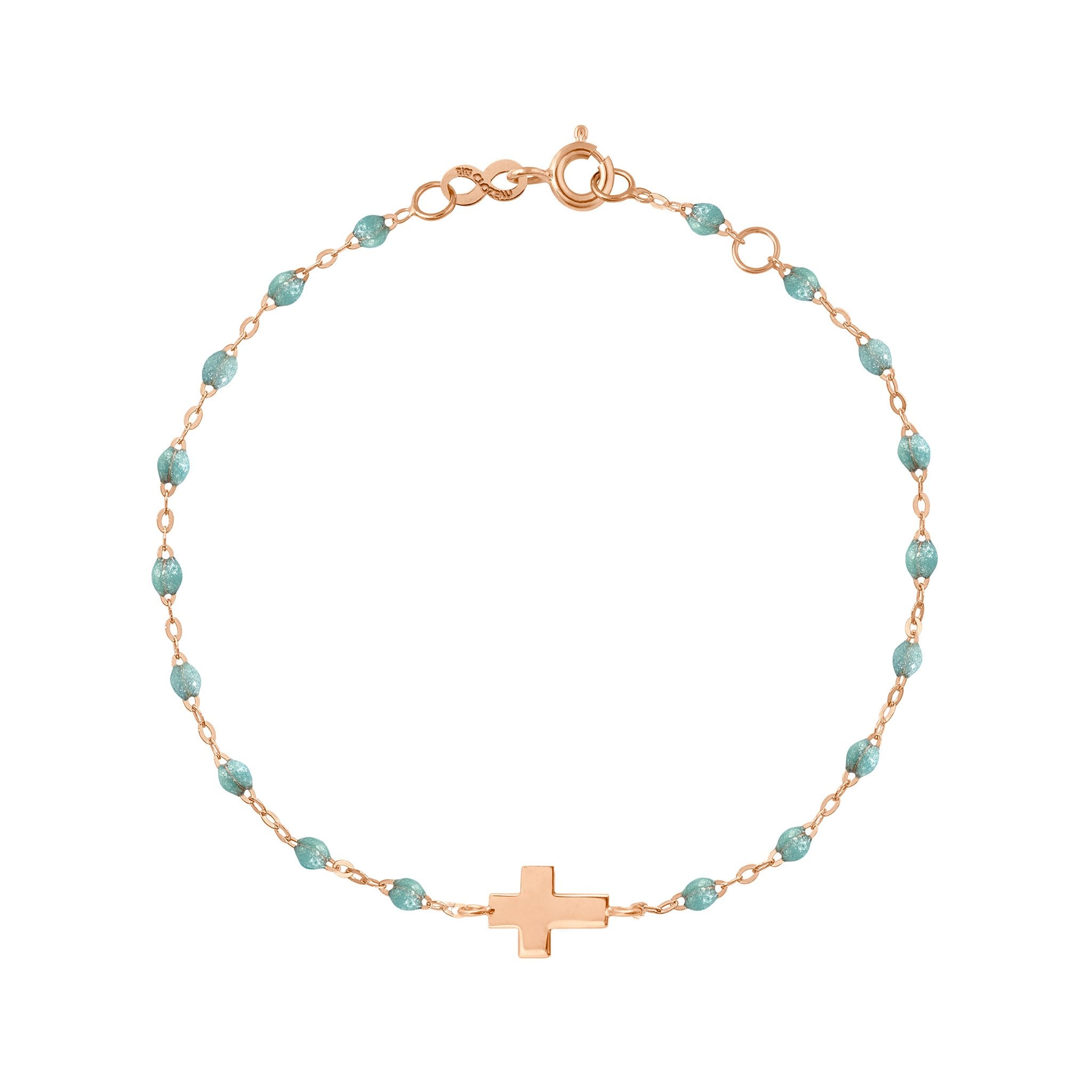 Gigi Clozeau - Bracelet glacier Croix, or rose, 17cm