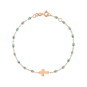 Gigi Clozeau - Bracelet glacier Croix, or rose, 17cm