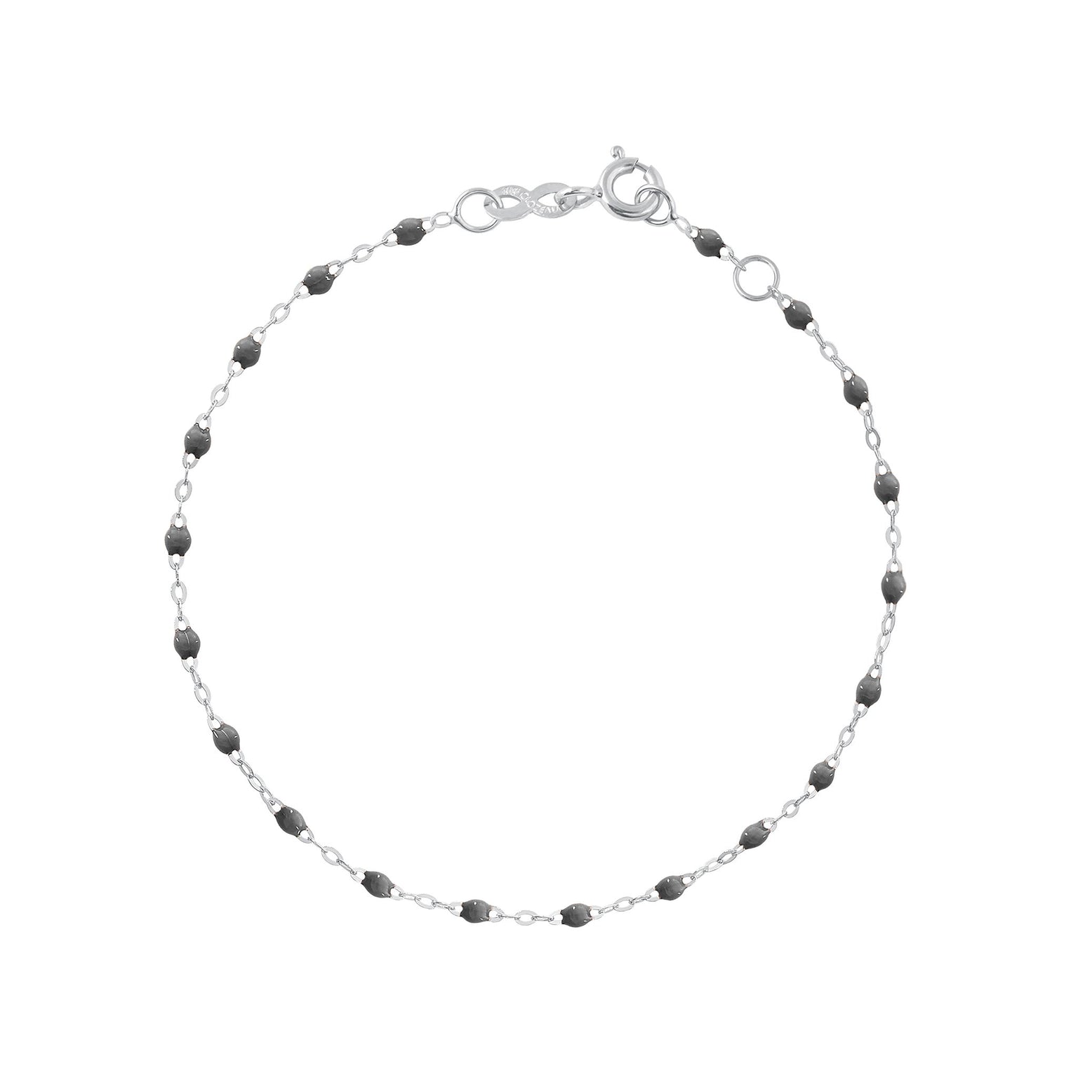 Gigi Clozeau - Bracelet gris foncé Classique Gigi, or blanc, 17 cm