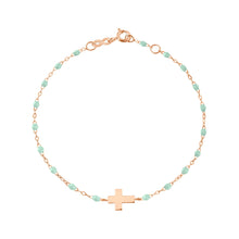 Gigi Clozeau - Bracelet jade Croix, or rose, 17cm