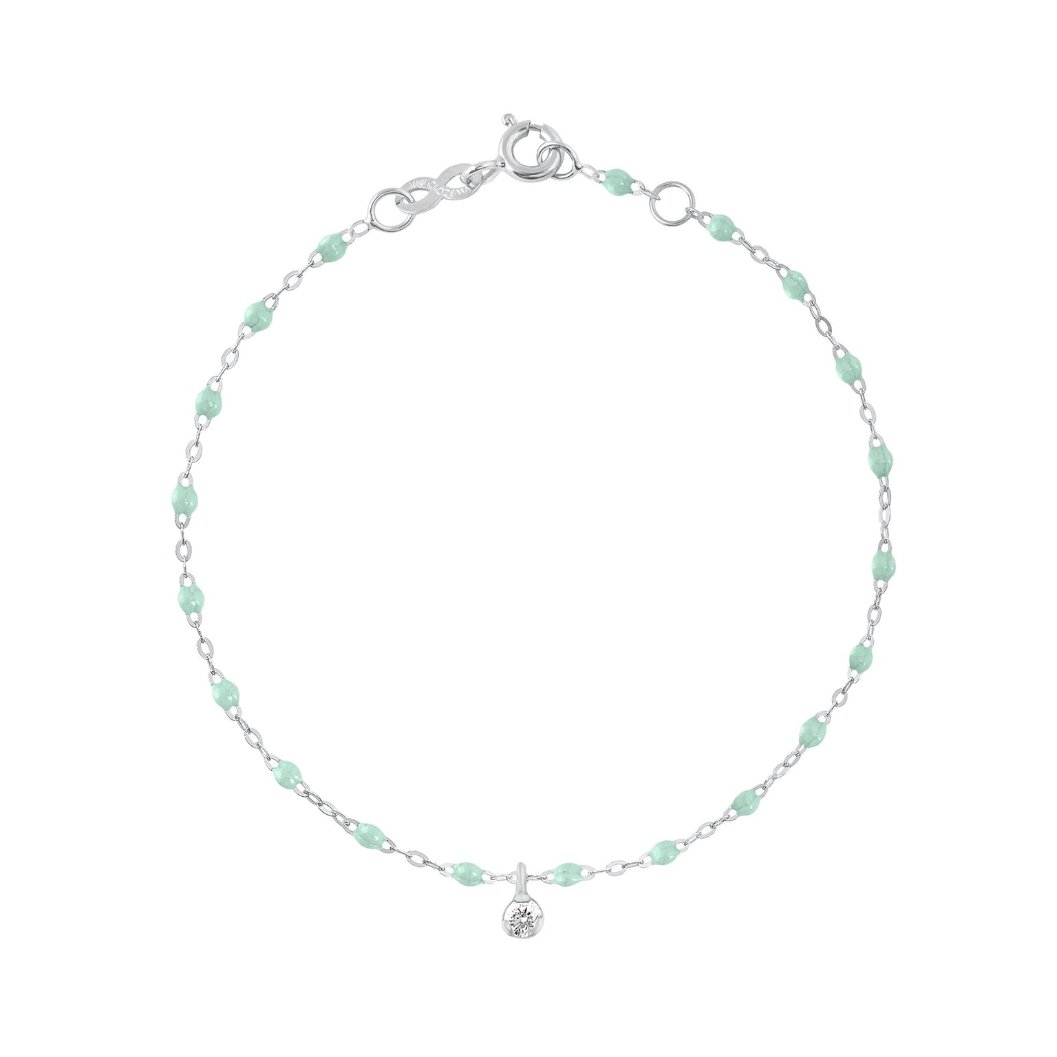Gigi Clozeau - Bracelet jade Gigi Suprême, or blanc, 1 diamant, 17 cm
