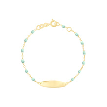 Gigi Clozeau - Bracelet jade Little Gigi, plaque ovale, or jaune, 15 cm