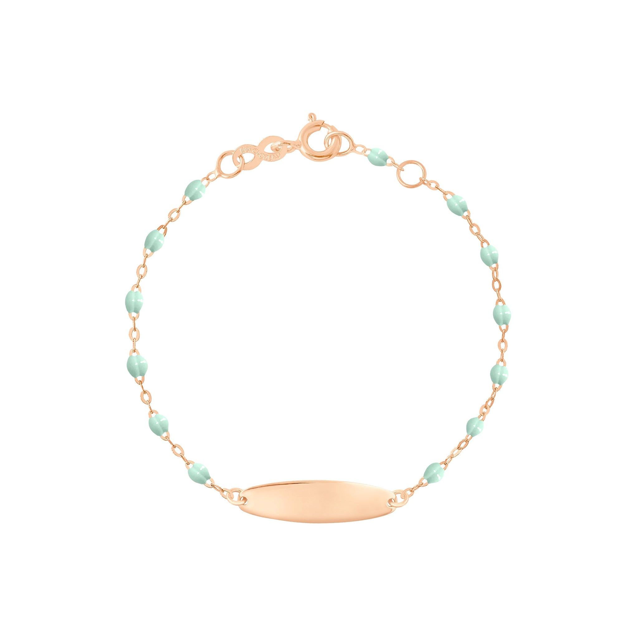 Gigi Clozeau - Bracelet jade Little Gigi, plaque ovale, or rose, 13 cm