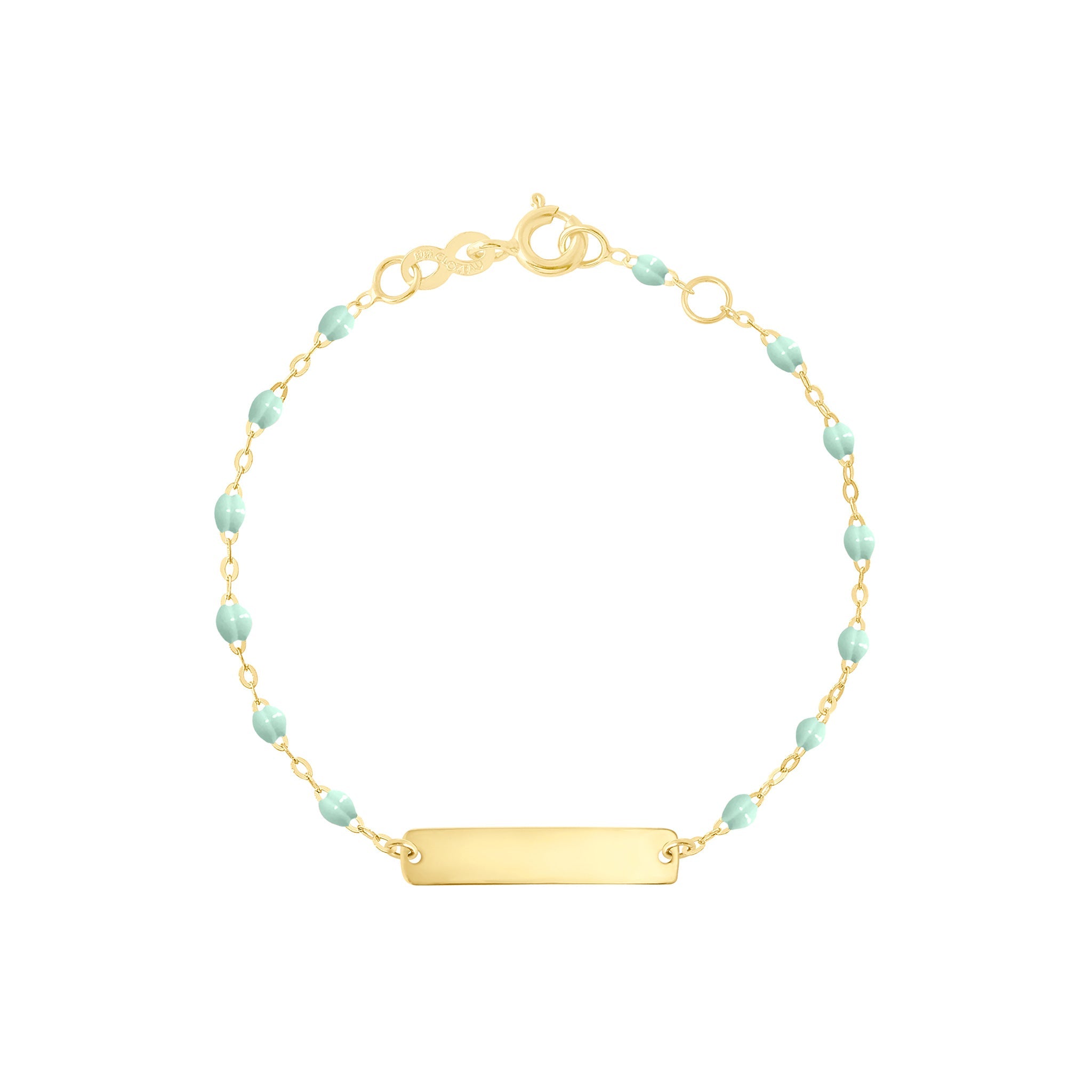 Gigi Clozeau - Bracelet jade Little Gigi, plaque rectangle, or jaune, 15 cm