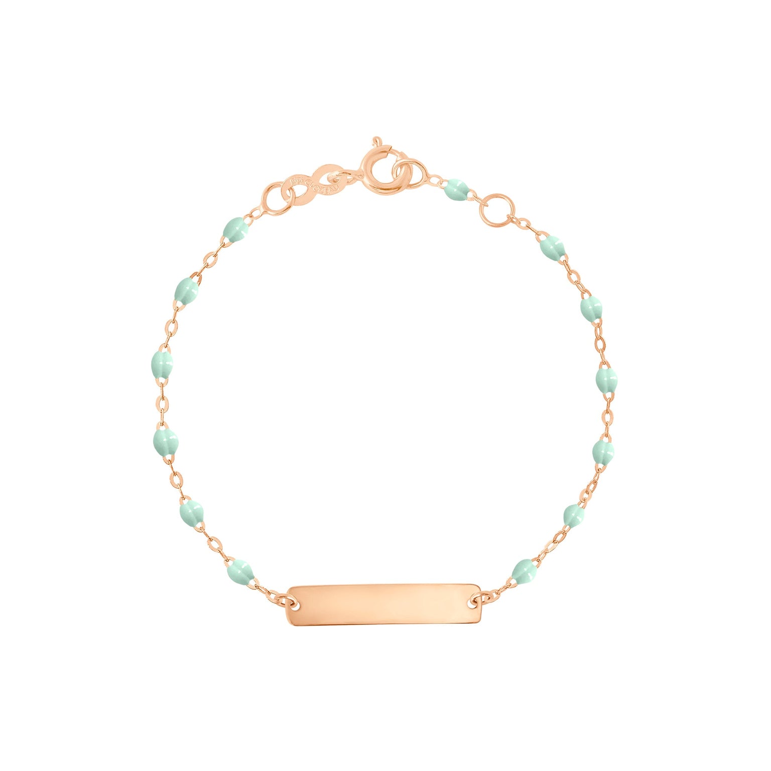 Gigi Clozeau - Bracelet jade Little Gigi, plaque rectangle, or rose, 13 cm