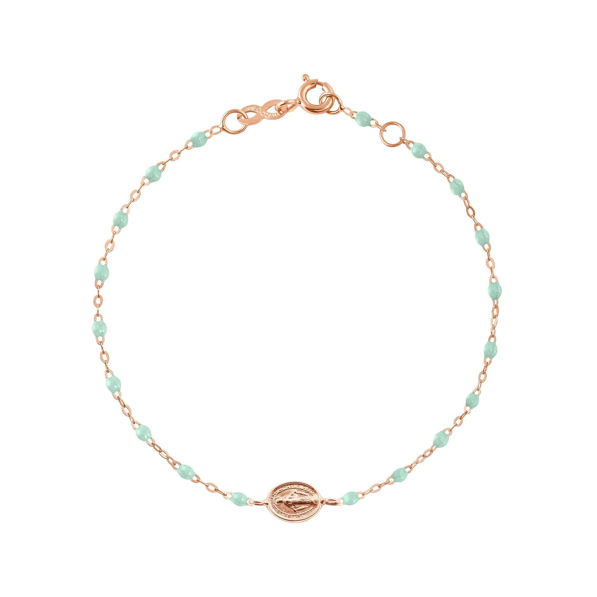 Gigi Clozeau - Bracelet jade Madone or rose, 17 cm