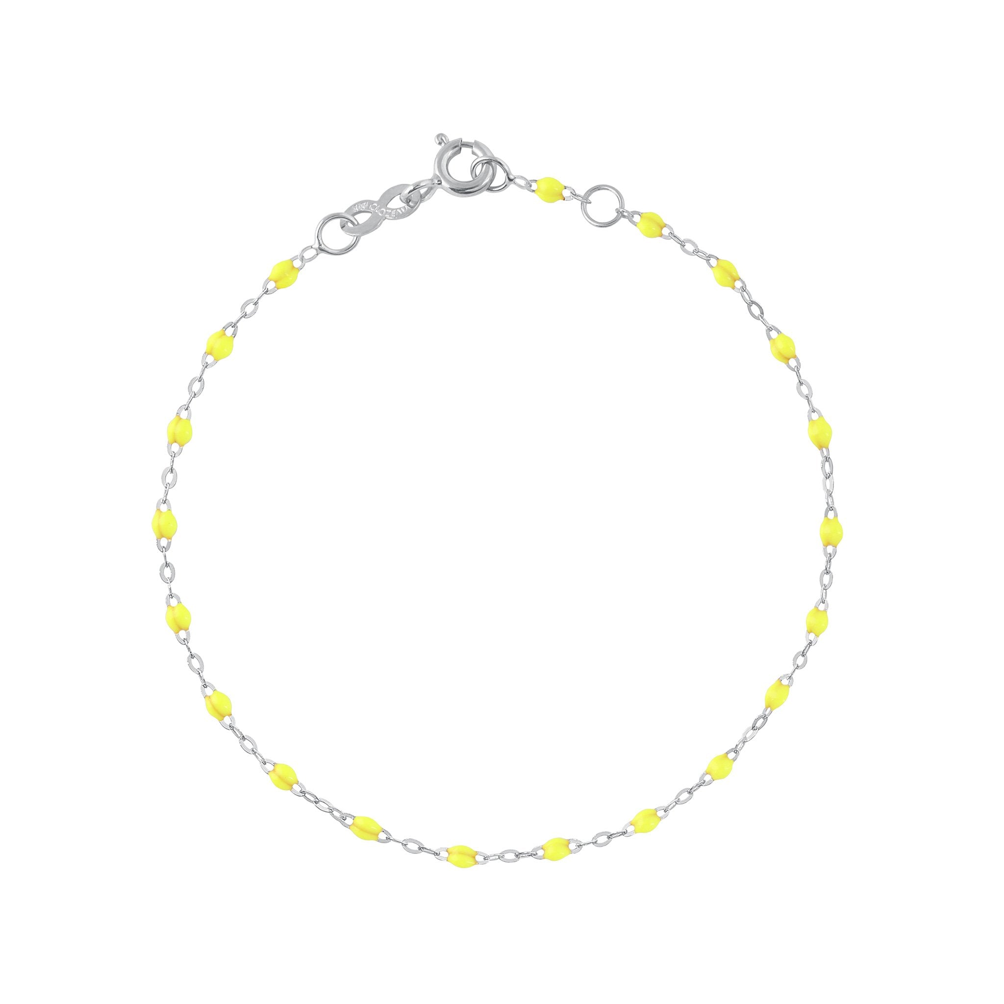 Gigi Clozeau - Bracelet jaune fluo Classique Gigi, or blanc, 19 cm